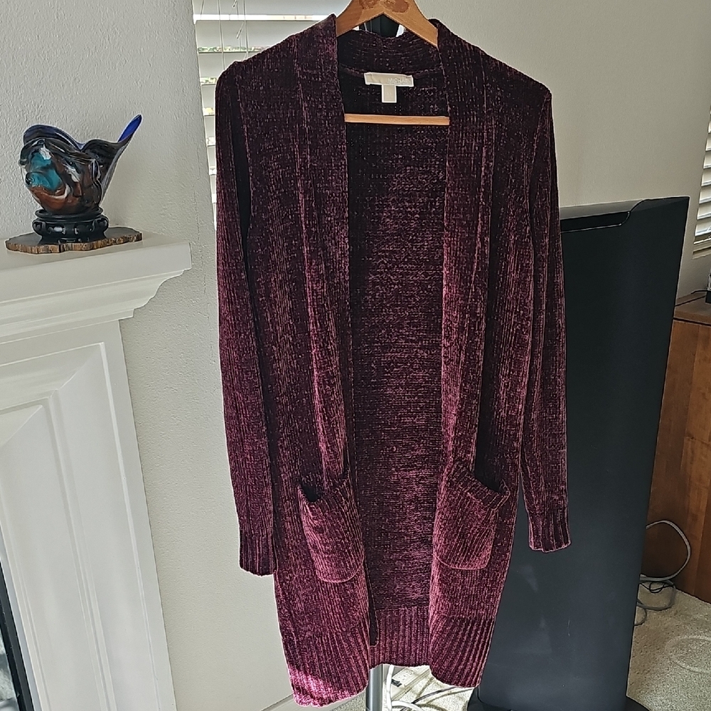 💜HP💜Michael Kors Maroon Long Cardigan XS